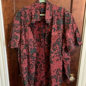 Black and red floral button down